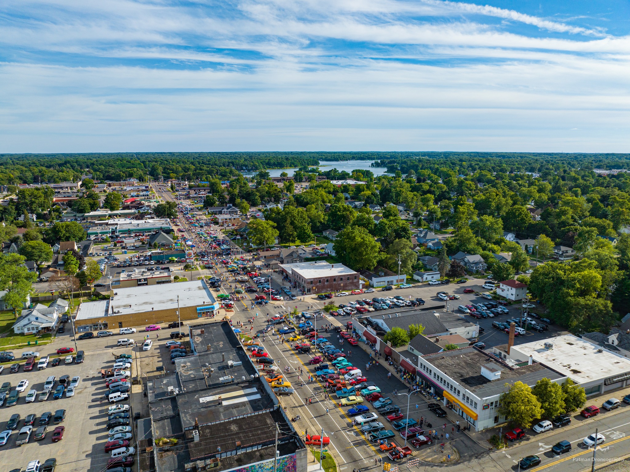 Aeriel shot of downtown Battle Creek by Patman Droneography.